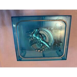 1960's Swisstone Clear Blue Lucite Cupid Jewelry Trinket Music Box